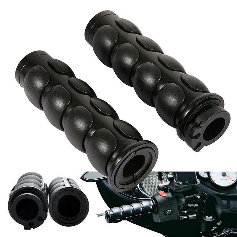 1 Inch Handlebar Hand Grips Black CNC Aluminum Pair For Harley Cruiser New