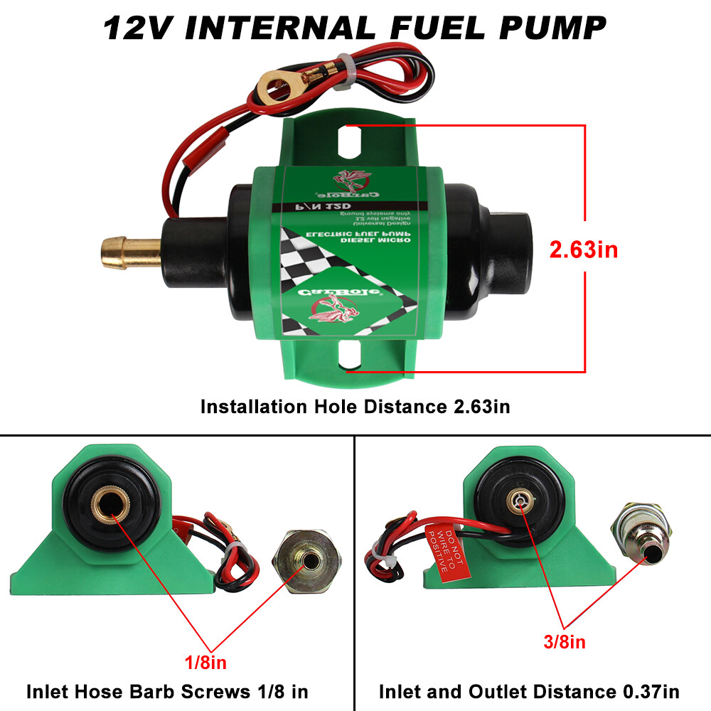 Universal Fuel Pump 35GPH 3/8 inch Inlet Outlet Diesel Transfer Pump 4-7PSI 12V