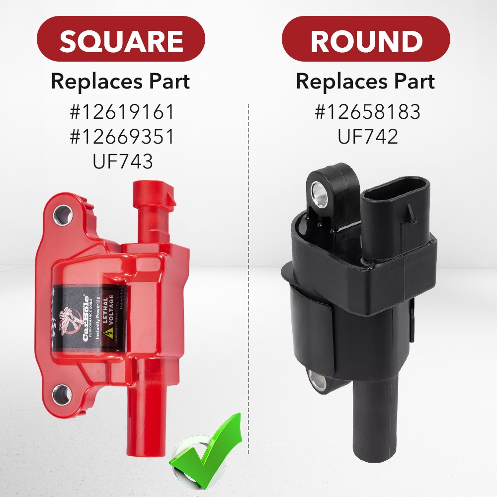 Square Style For 2015-18 Chevrolet Silverado 1500 V8 5.3L 6.2L Ignition Coil Set