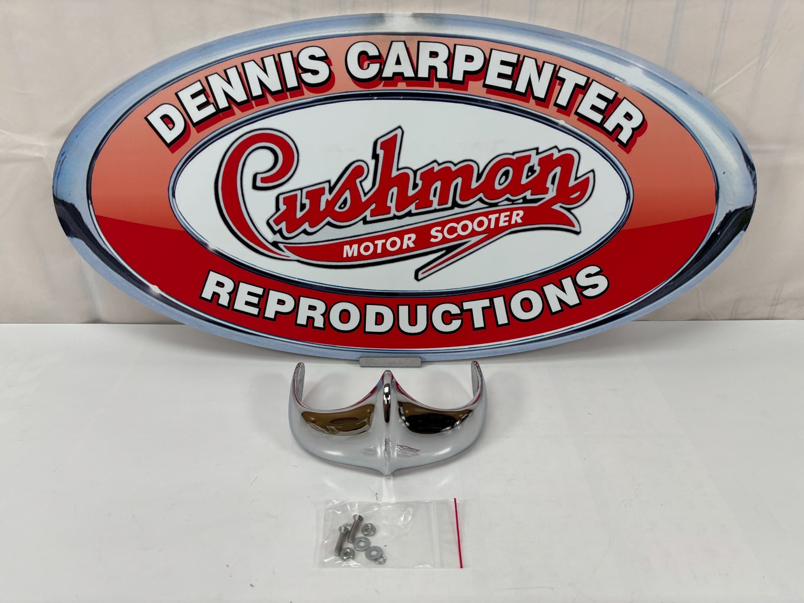 Cushman 50 Series, 52 Pacemaker, 54 Road King Chrome Front Fender Tip 4.00×8″