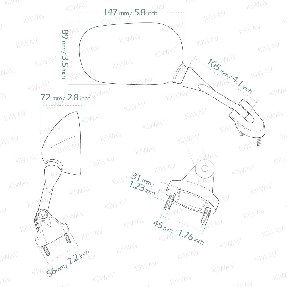 VAWiK OE spec Right Mirror FK178 Chrome Convex For Kawasaki Ninja ZX-10R 04′-05′