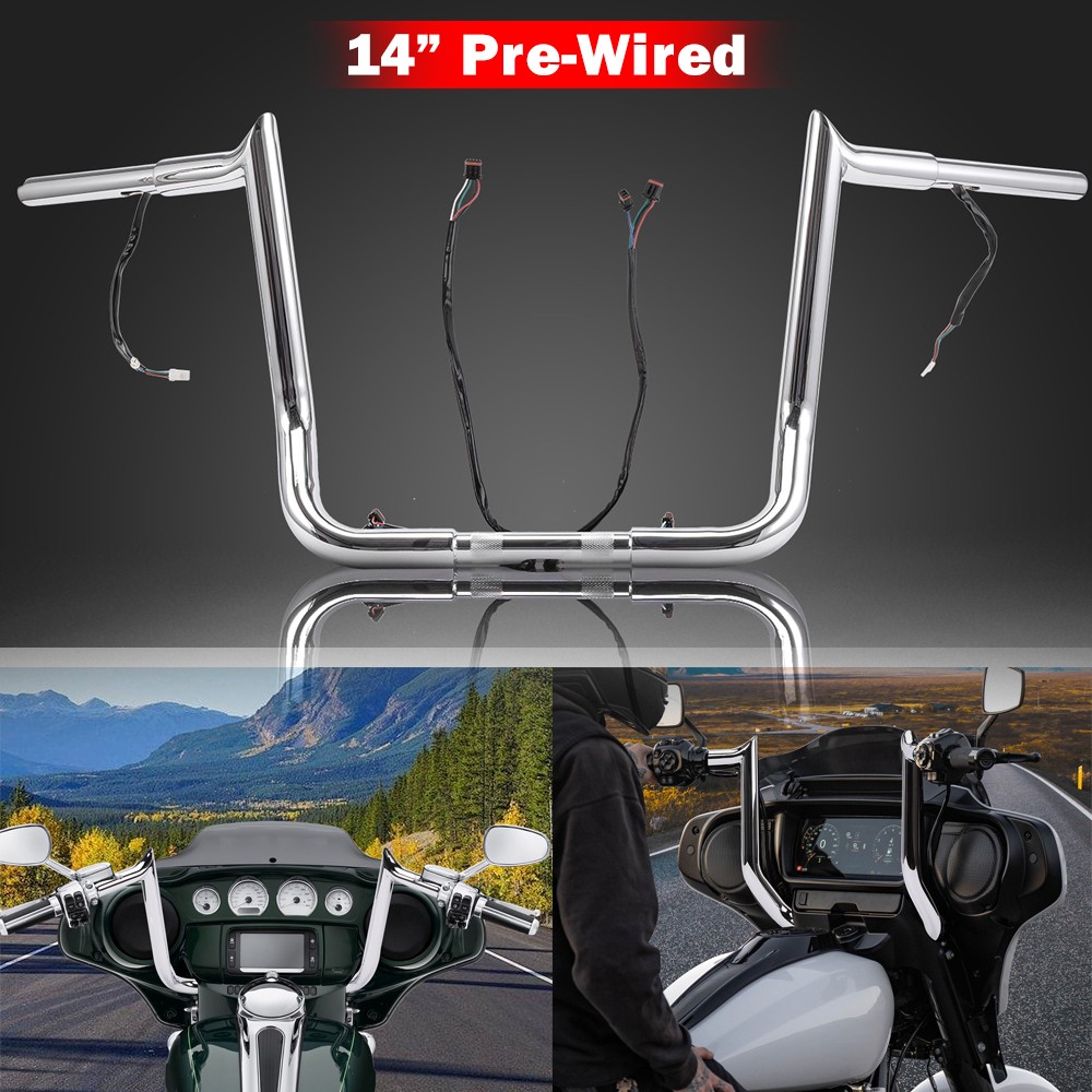 10″ 12″ 14″ Prewired Bars Meathook Apes For Harley Electra Street Glide Special