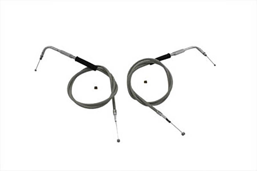38″ Stainless Steel Throttle and Idle Cable Set Harley Davidson S&S carb