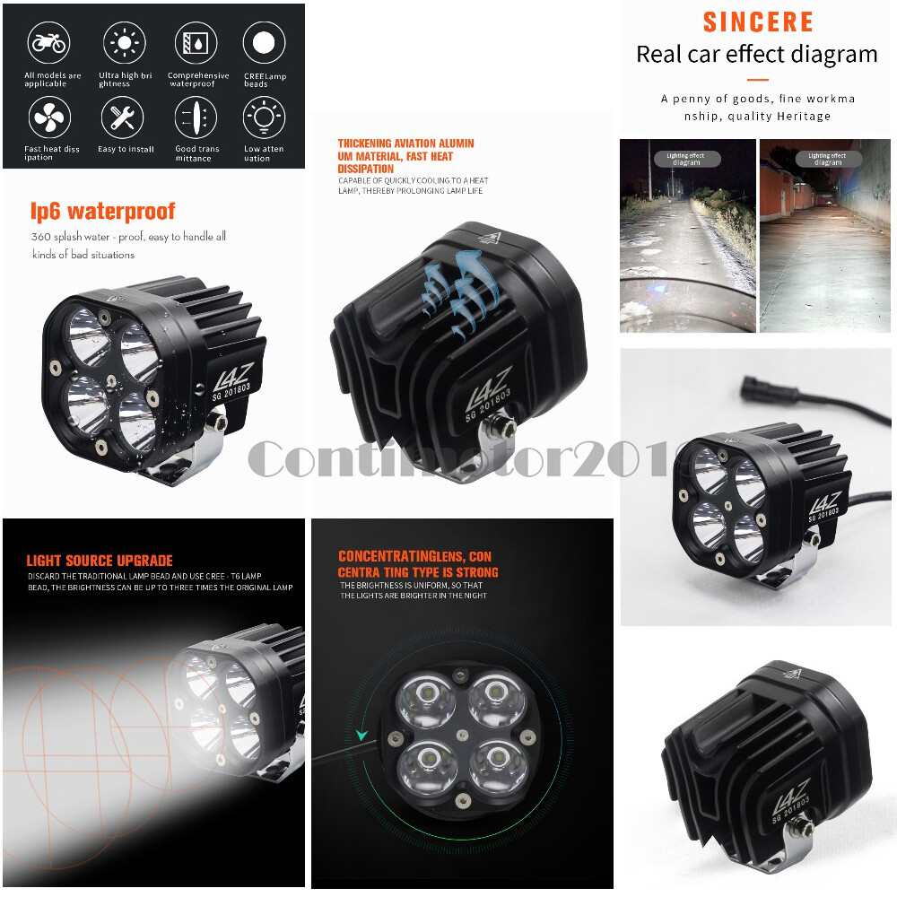 60W LED Motorcycle Bike Car Headlight Driving Lamp Fog Spot Work Light Lamp