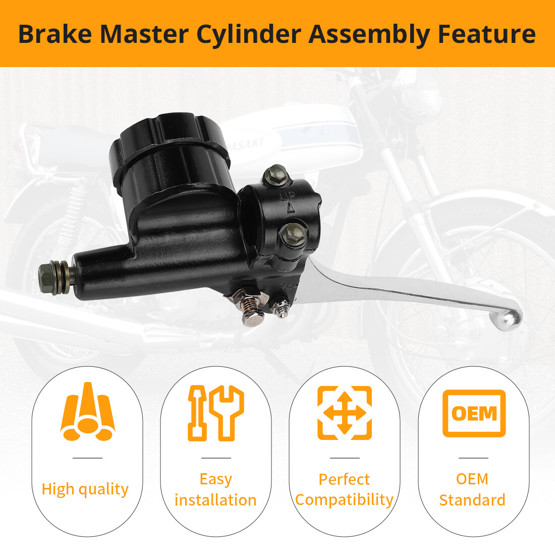Front Brake Master Cylinder 9/16″ Bore for Kawasaki H1 H2 S2 S3 Z1 KH400 KH500