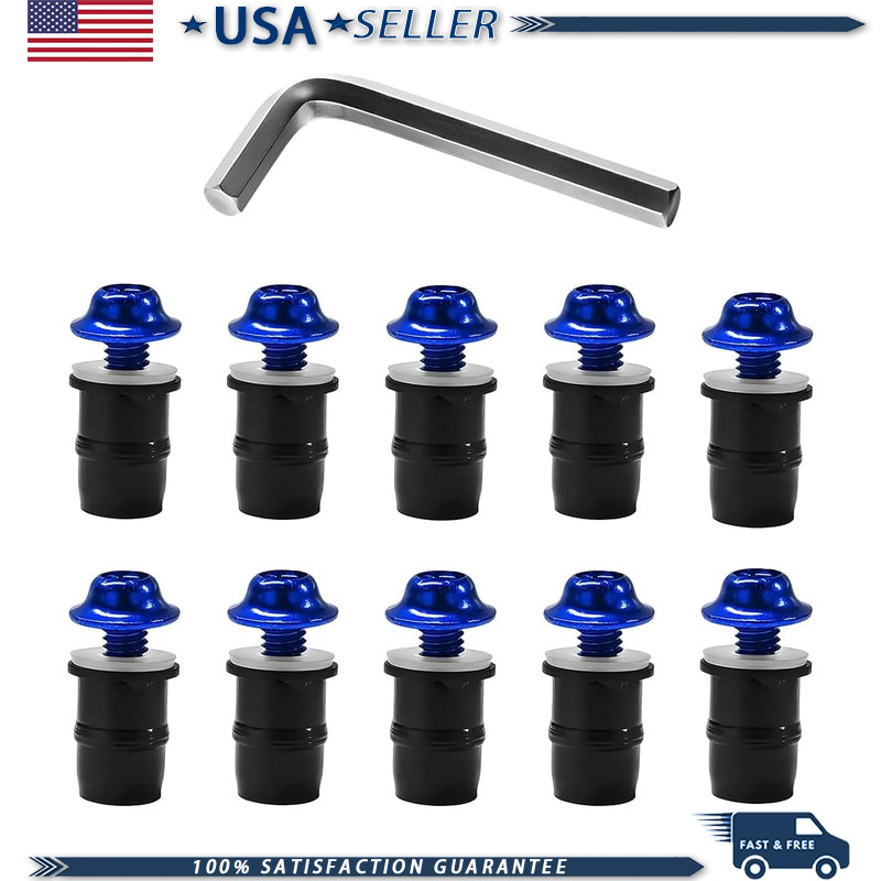 10PCS M5 Motorcycle Windshield Bolt Kit, Aluminum Alloy Screws Nuts FColor: Blue