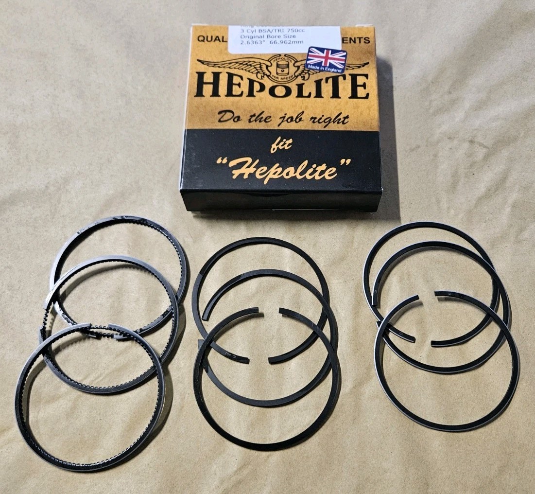 TRIUMPH T150 T160 BSA A75 ROCKET 3 HEPOLITE PISTON RING SET 67mm +0.040 UK MADE