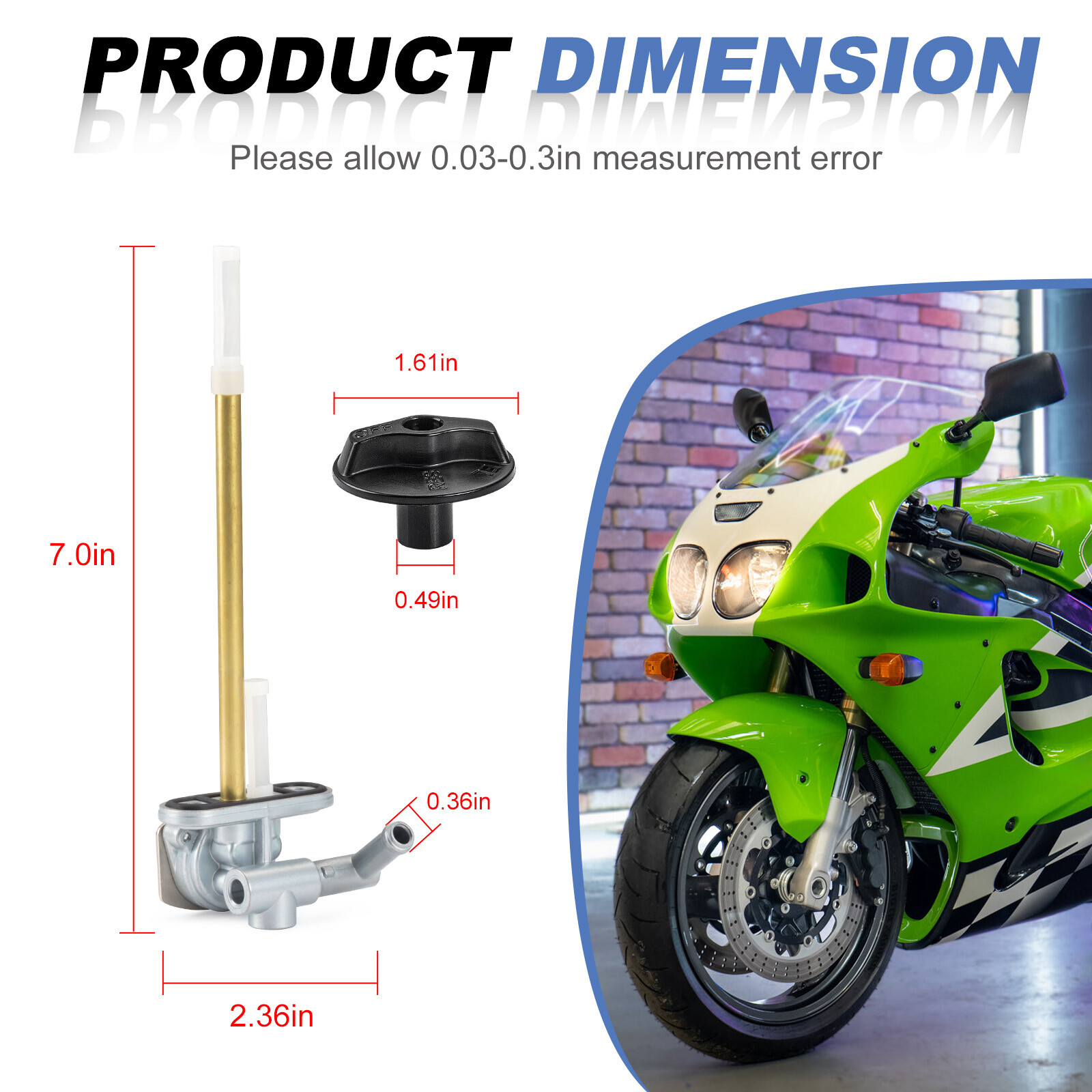 Fuel Valve Petcock & Knob for Kawasaki Ninja ZX-7R ZX-7RR ZX750 1996-2003