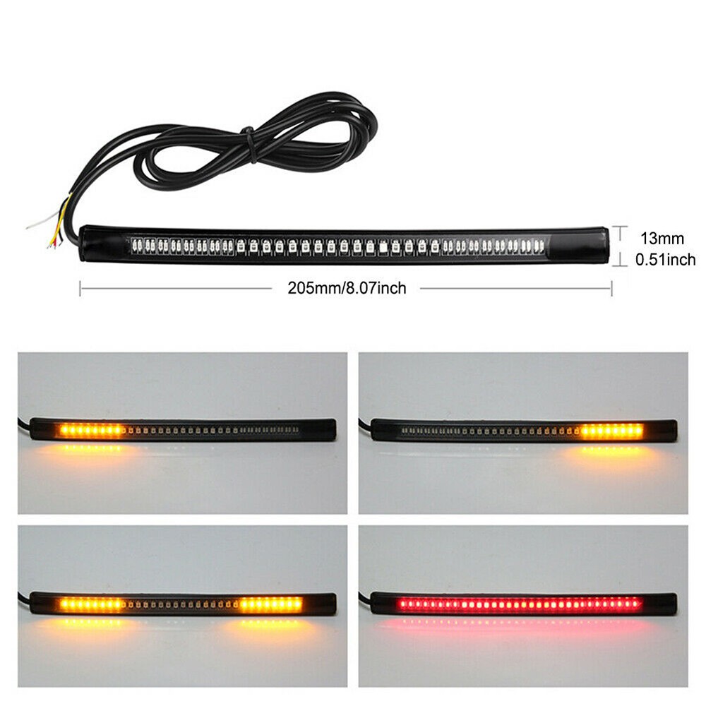 2x Flexible Motorcycle LED Strip 48LED Brake Stop Turn Signal Running Tail Light