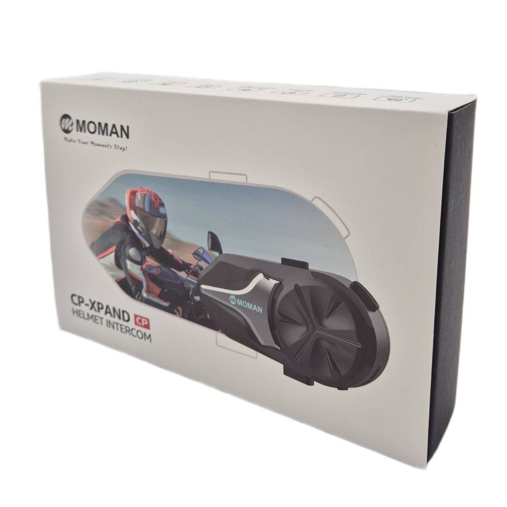 MOMAN CP-X motorcycle intercom, 1000mAh battery, 2000m MESH range