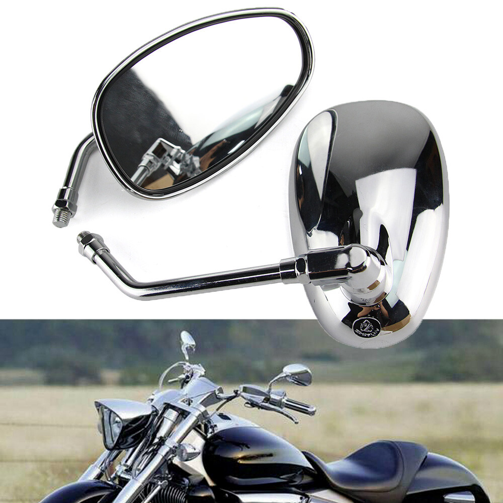 Chrome Motorcycle Oval Mirrors For Honda Shadow Spirit 750 1100 VTX1300 VTX1800