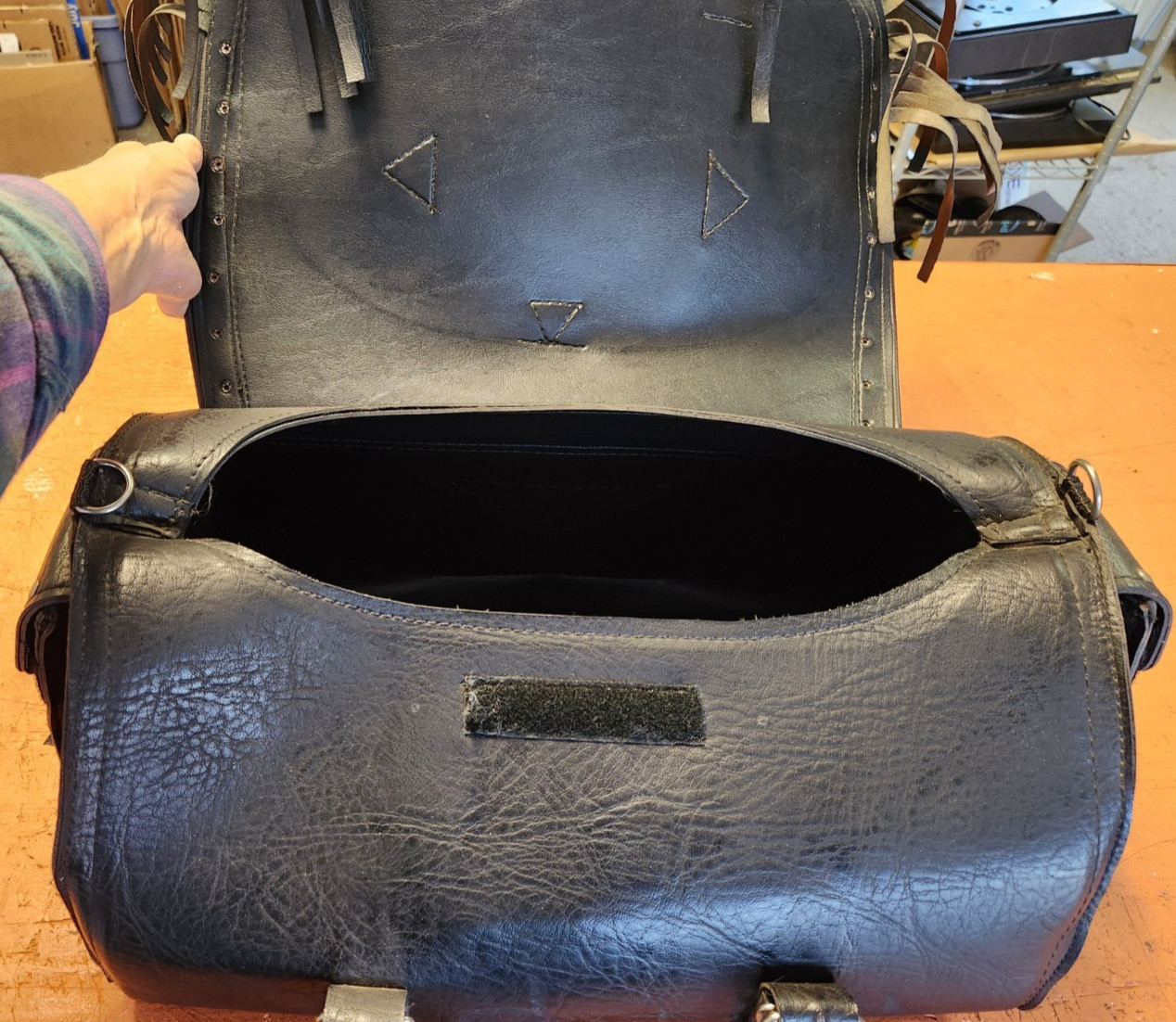 Faux Leather Motorcycle Saddle Trunk Bag American Biker Fringe Lightly Used
