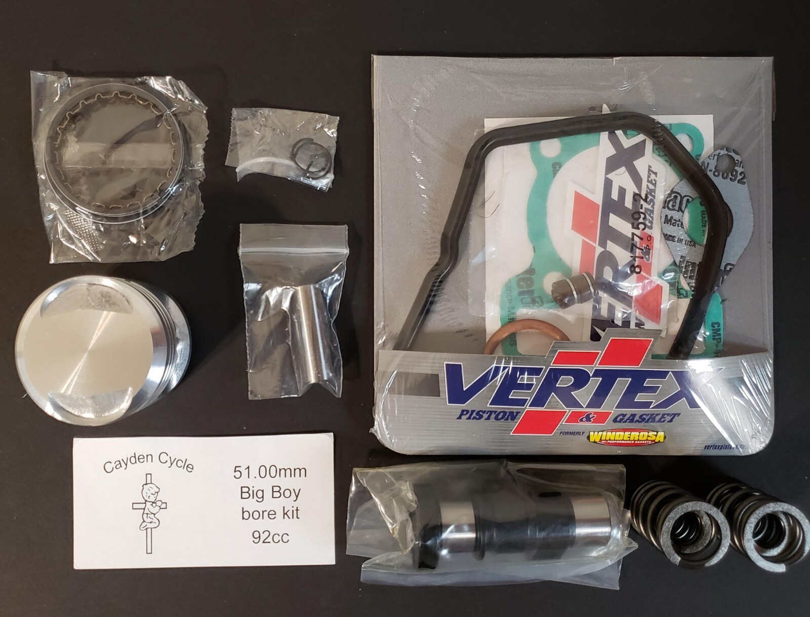 Honda XL80 XR80 CRF80 piston kit BIG BORE 51.00mm (92cc) Cayden Cycle BIG Boy B2