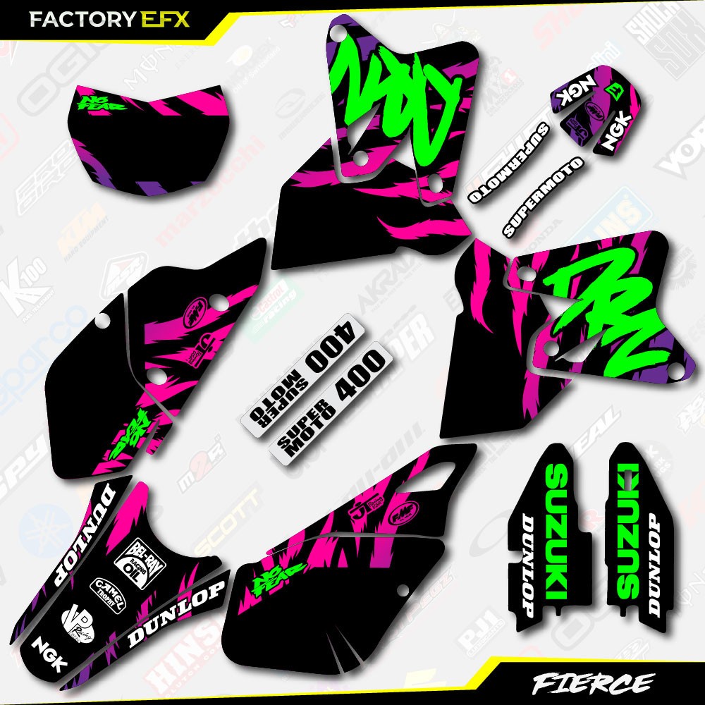 Black Green Retro Fierce Racing Graphics Kit fit Suzuki Drz400 Drz 400 Drz400sm