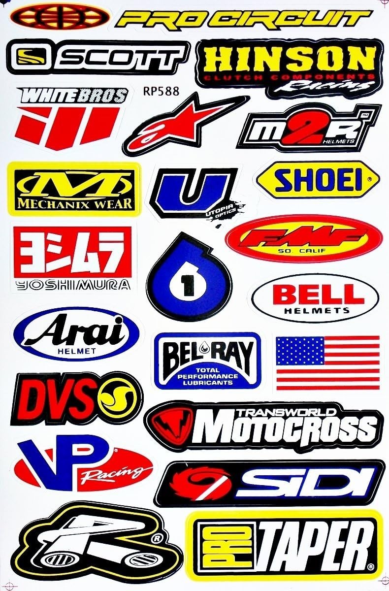 6 Sheet Dirt Bike Motocross ATV Vinyl Decal Sticker Set Weatherproof Die-Cut