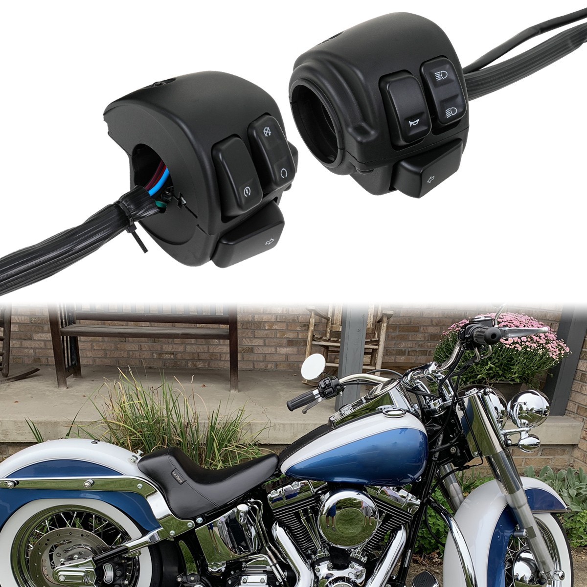 1″ Handlebar Turn Signal Control Switch For Harley Softail Dyna Sportster V-Rod