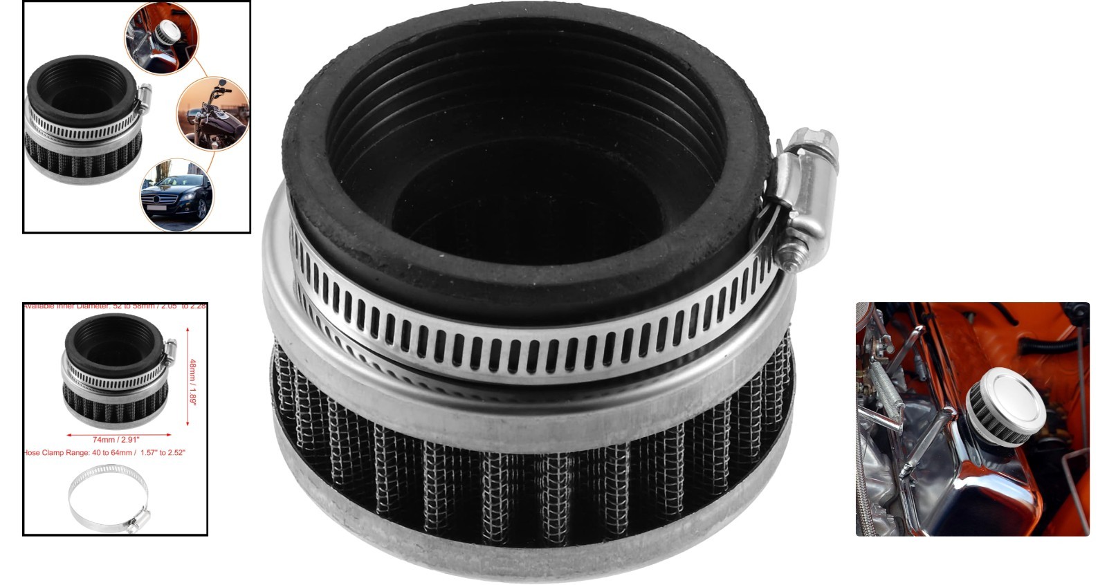 Durable Stainless Steel 52-58mm Motorcycle Air Filter with Easy Installation