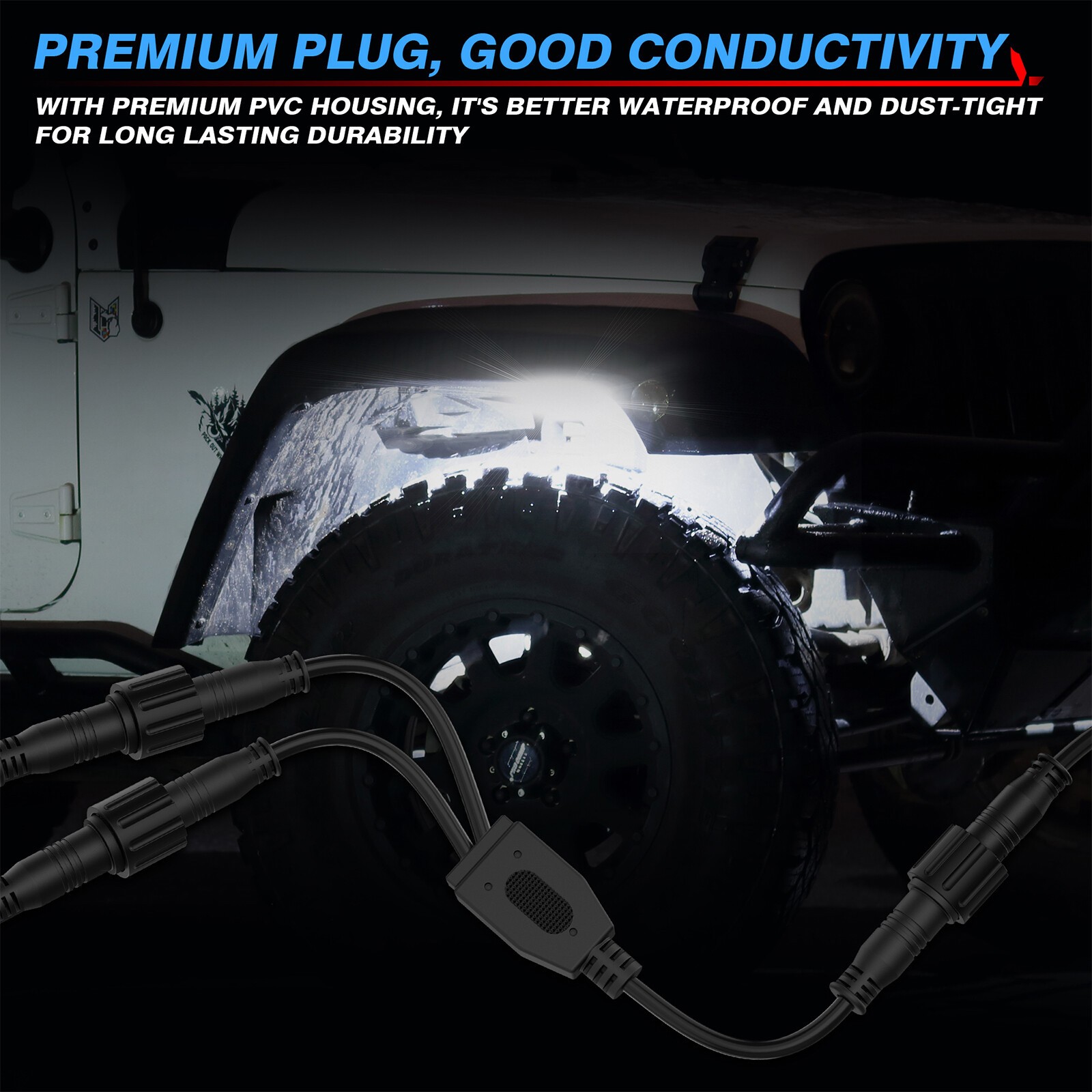 Fit for MICTUNING C1&C2 Q1 RGBW Rock Lights 5-Pin Wire Cable Y-Splitter Extender