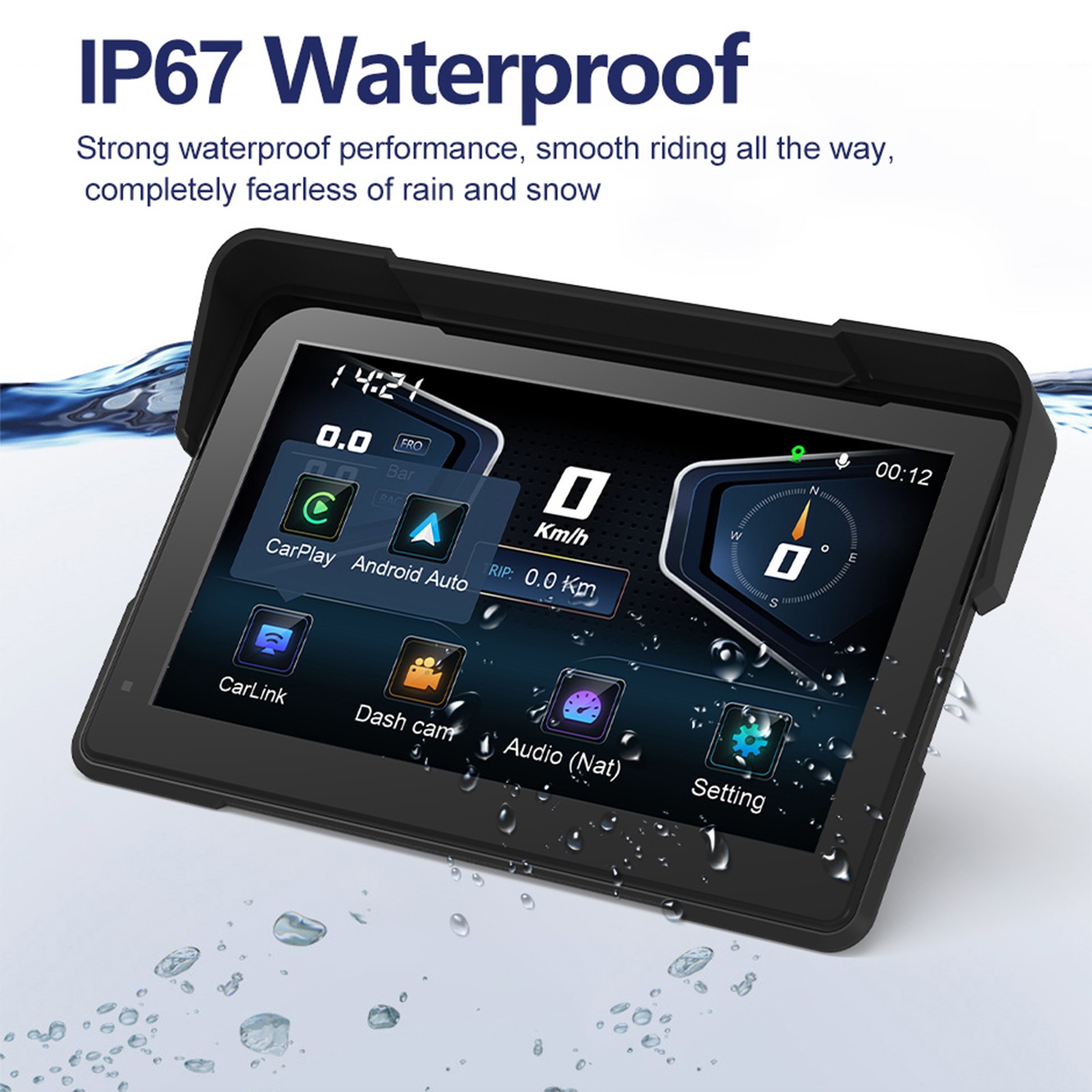 7″ Motorcycle GPS Navigation Touch Screen Wireless CarPlay Android Auto Cam WIFI