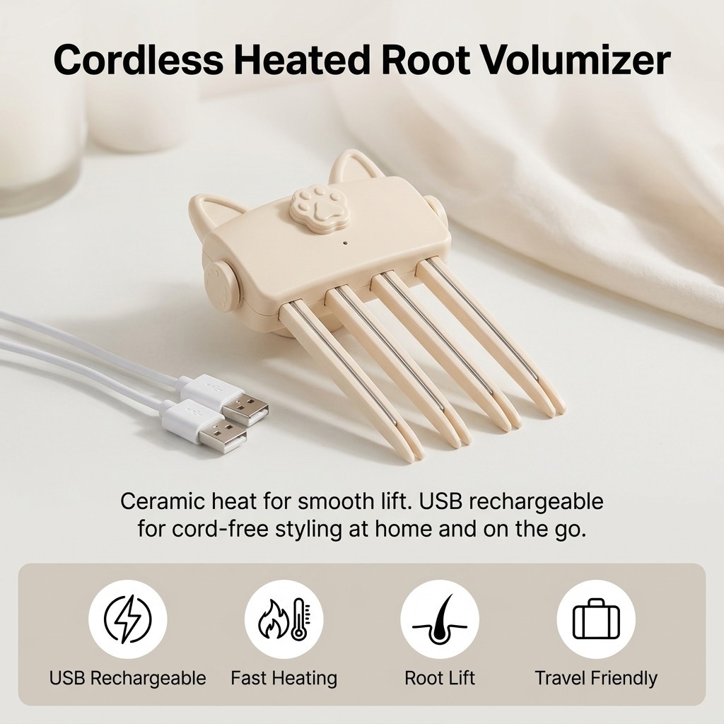Electric Cordless Heated Hair Volume Clip – Root Clips for Curly Hair Volume US