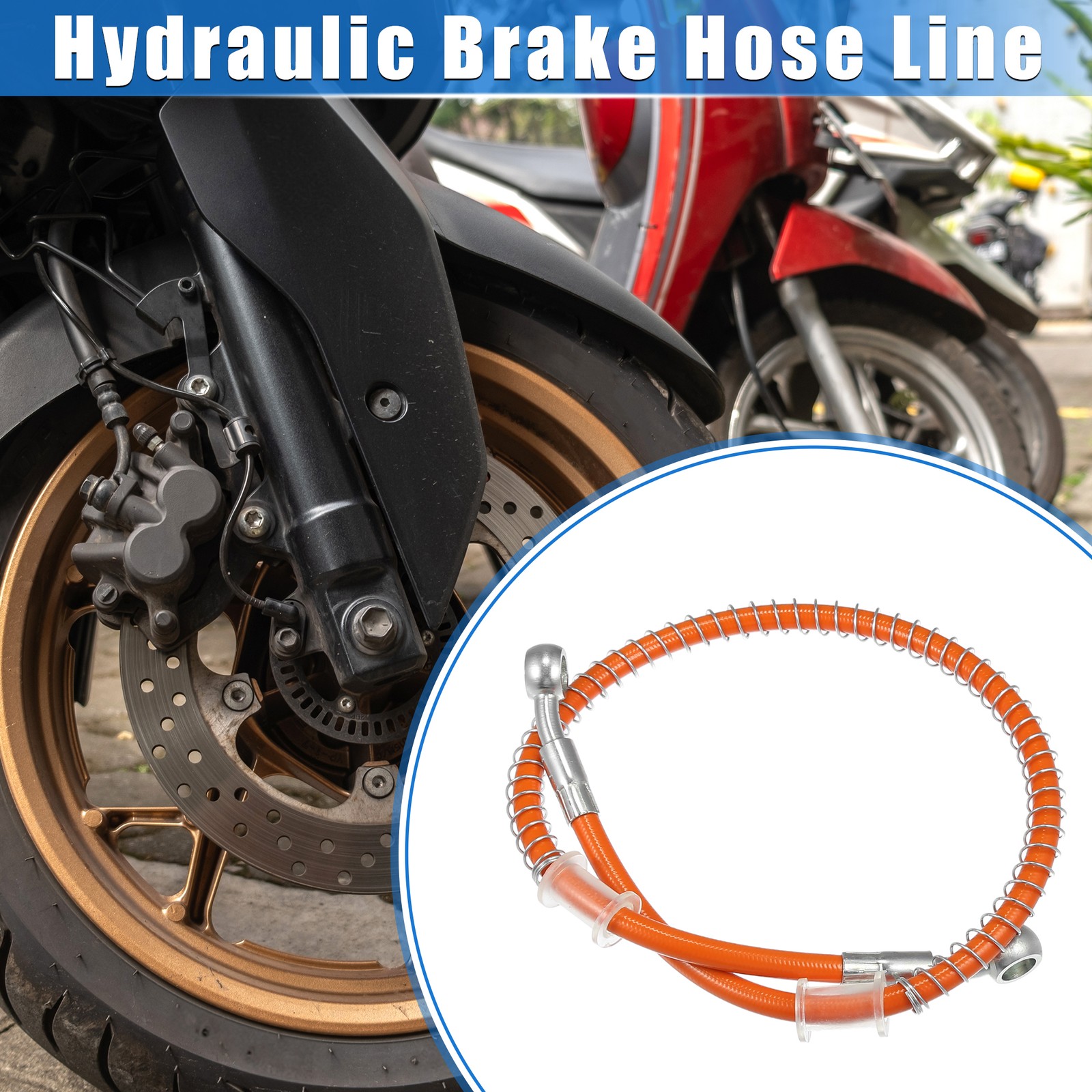 Motorcycle 60cm 23.62″ 10mm 0.39″ Hydraulic Brake Hose Line Pipeline Orange