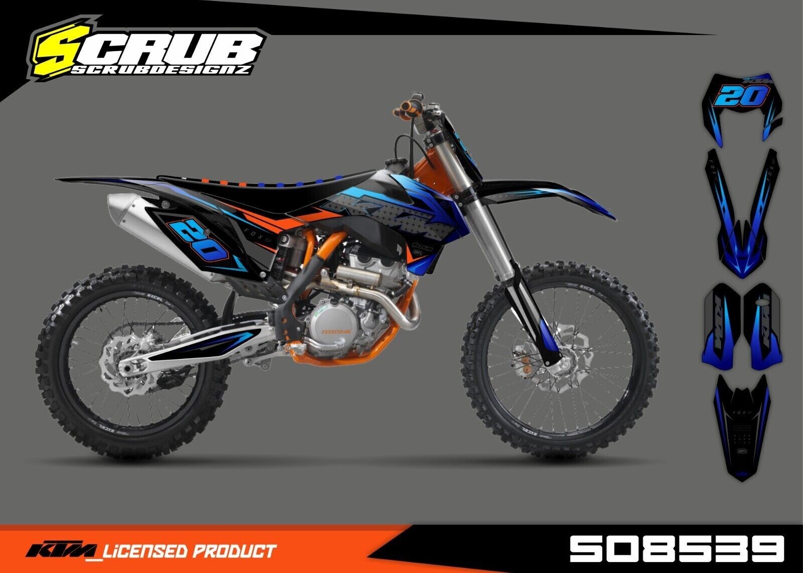Plastics + Graphics applied KTM EXC EXC-F 2008 2009 2010 2011 XC-W XCF-W