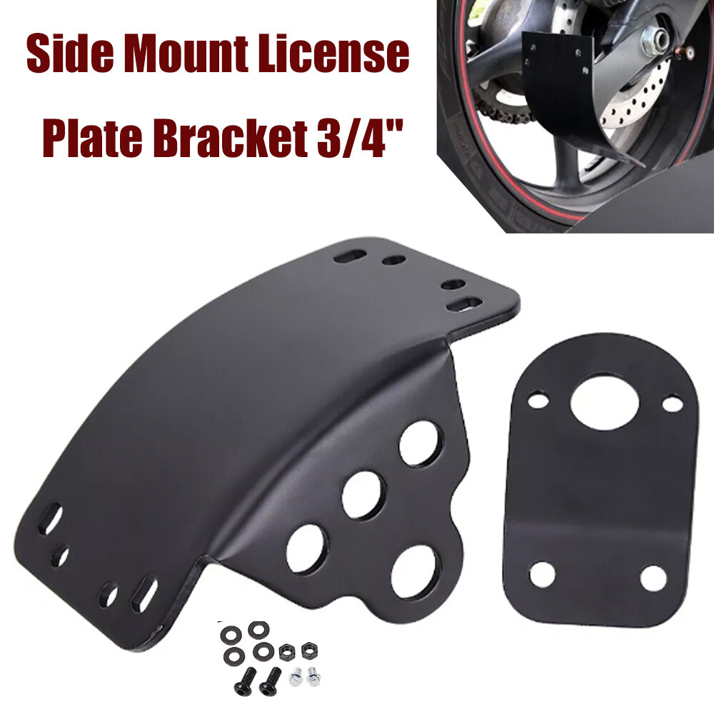 Side Mount License Plate Bracket Motorcycle Tail Light Holder 3/4” For Harley