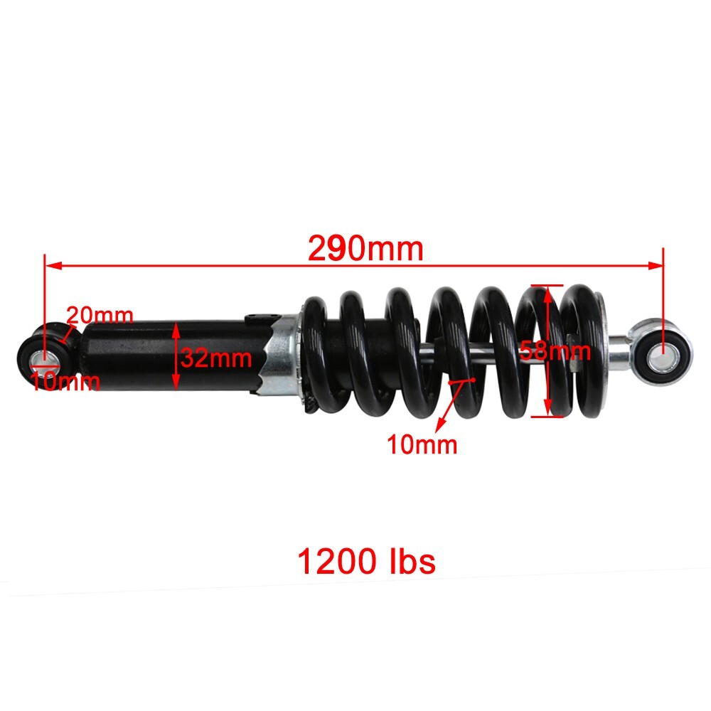 2x 290mm 11.5″ Rear Shock Absorber 1200LB for Pit Dirt bike Trail Motorcycle ATV