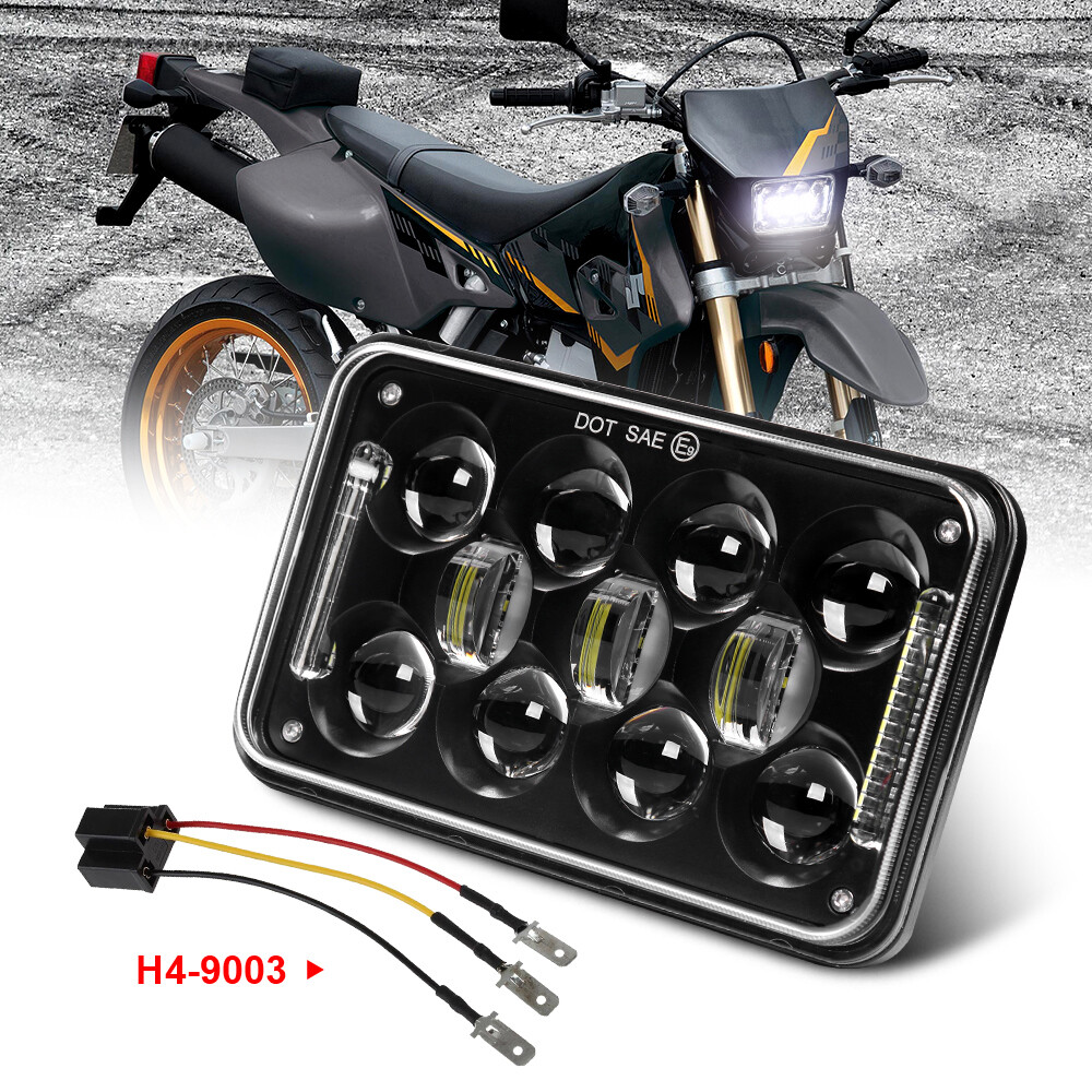 4X6 Inch LED Headlight H4 Halo Projector Hi-Lo For Suzuki DRZ250 DRZ400 DRZ400SM