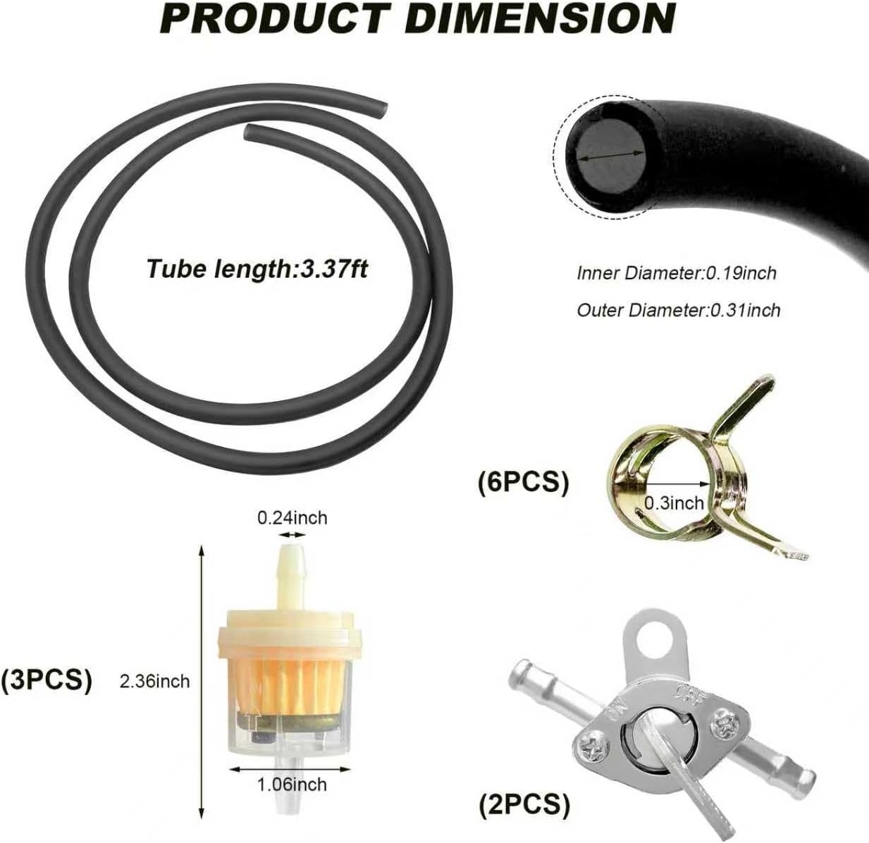3/16 Motorcycle Diesel Fuel Line Hose Kit Filter Shut Off Valve Clamps 50/70/90/