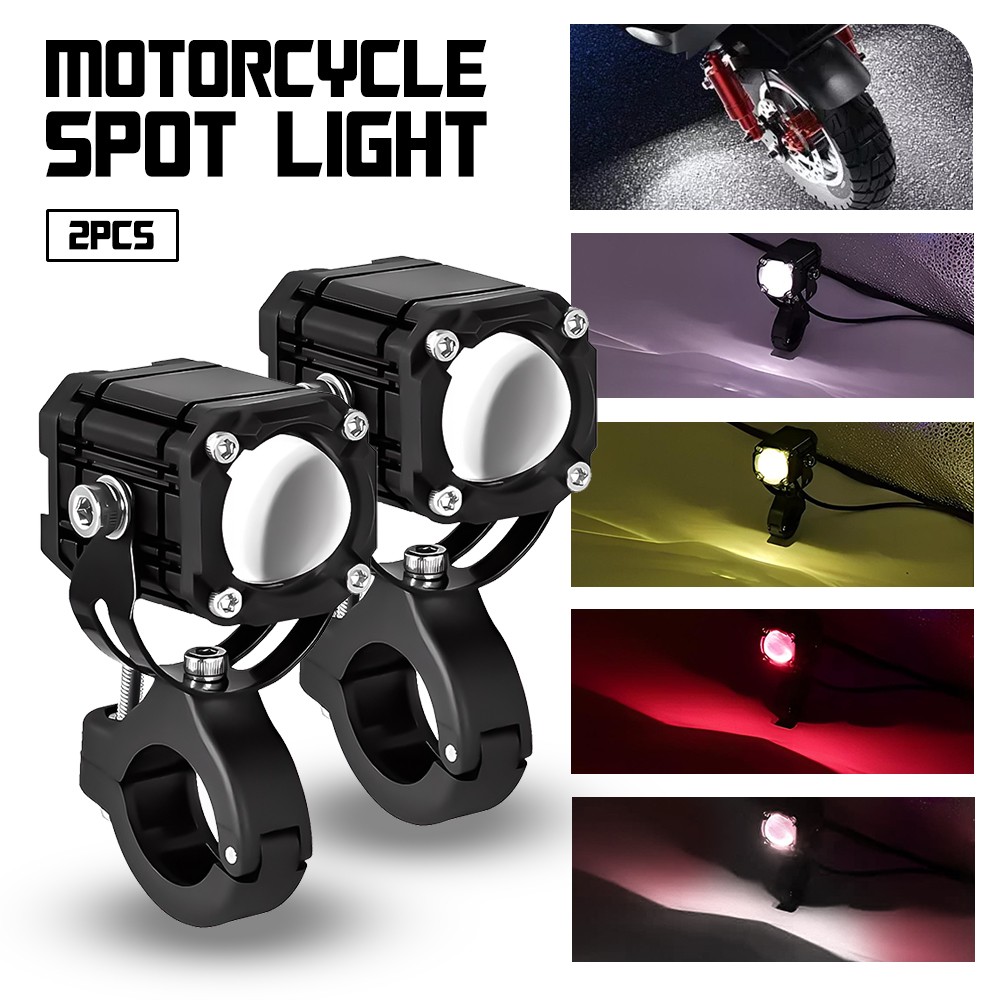 Motorcycle LED Spotlights Hi/Low Beam Flash Fog Auxiliar Lights with Four Models