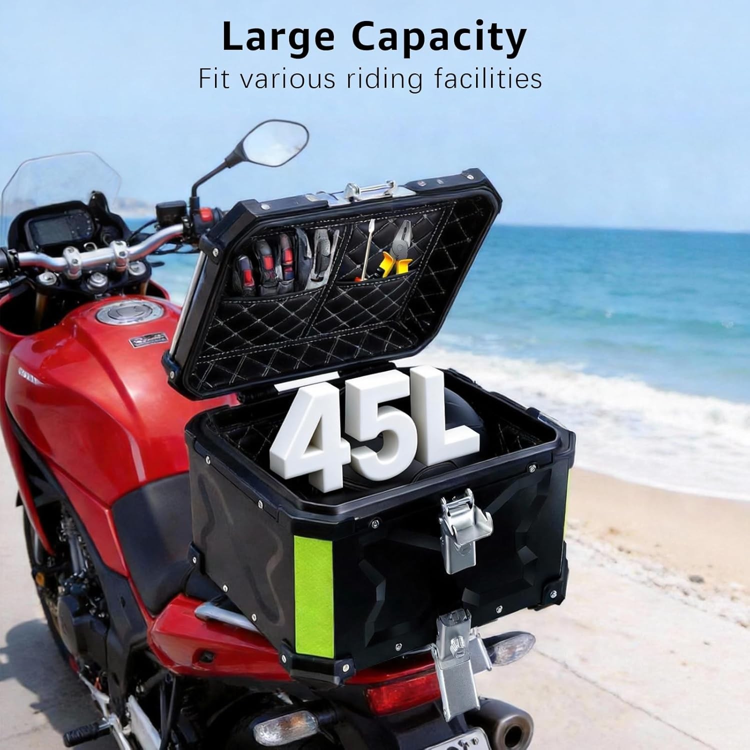 Universal Motorbike Tail Box, Motorcycle Top Case, Waterproof Motorcycle Top Box