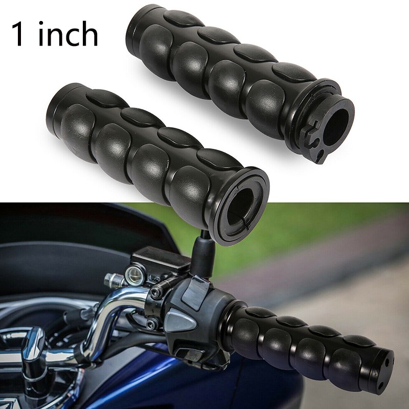 1 Inch Handlebar Hand Grips Black CNC Aluminum Pair For Harley Cruiser New
