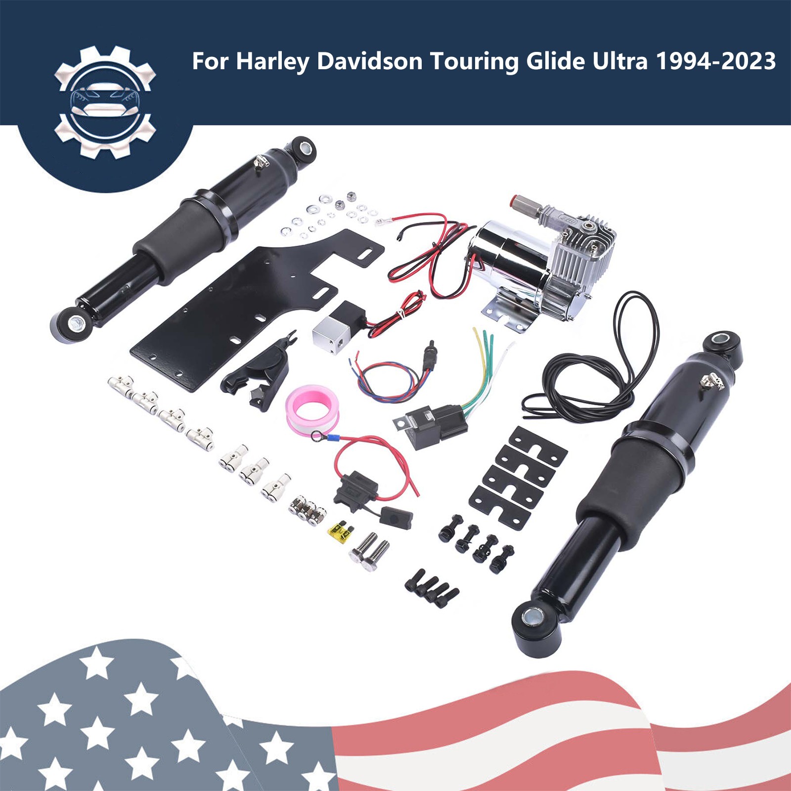 Motorcycle Rear Air Ride Suspension Set Fits Harley-Davidson Touring Glide 94-23
