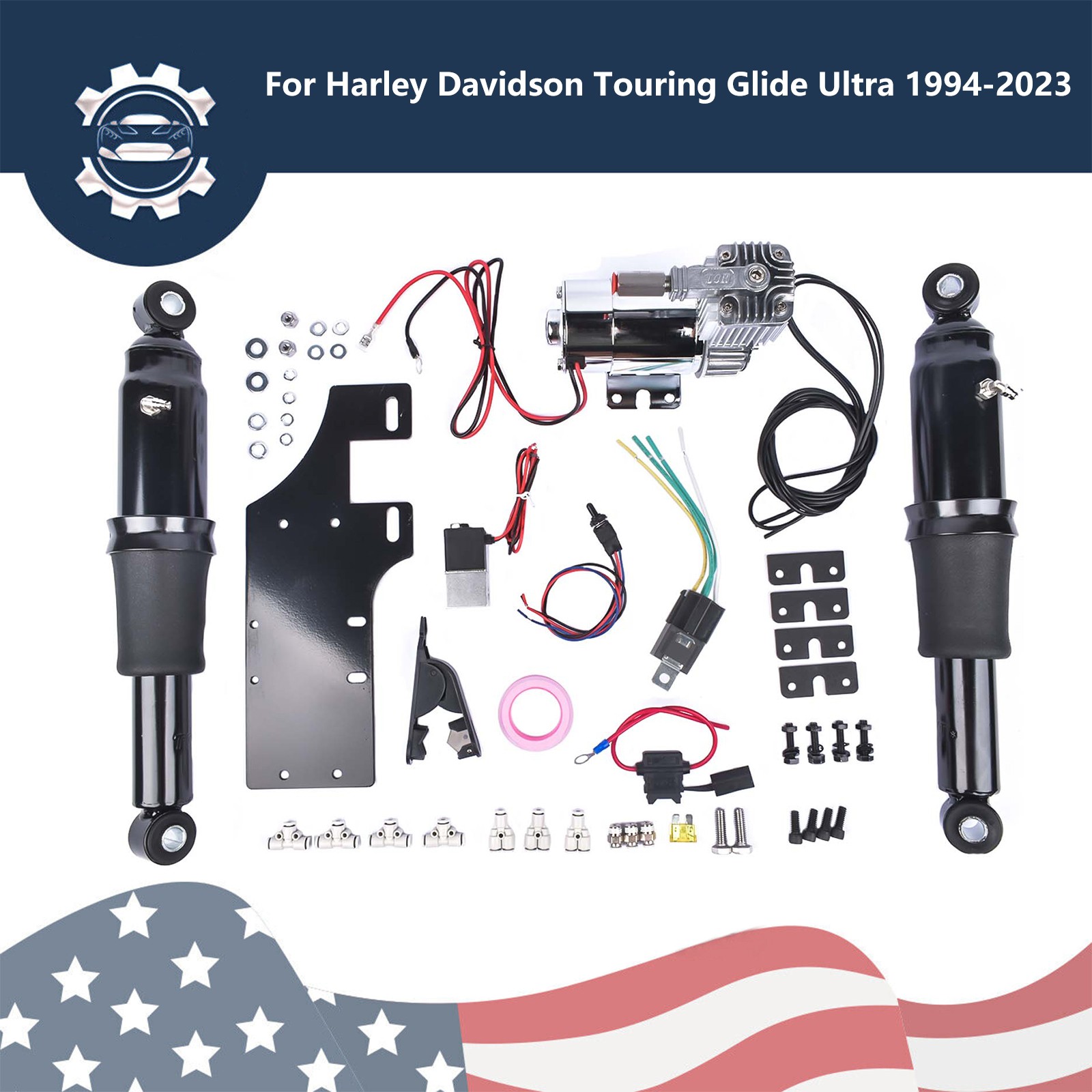 Motorcycle Rear Air Ride Suspension Set Fits Harley-Davidson Touring Glide 94-23