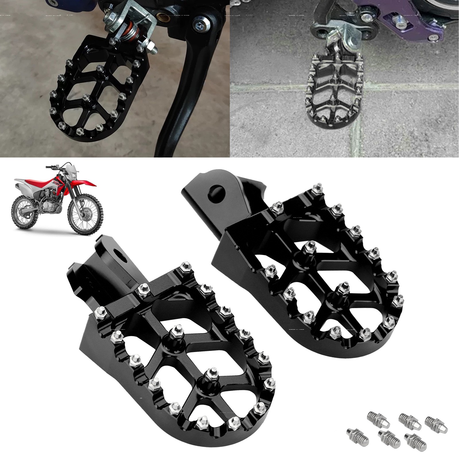 Black Foot Pegs Motorcycle Footpegs CNC For Honda CRF150F CRF230F 2003-2019