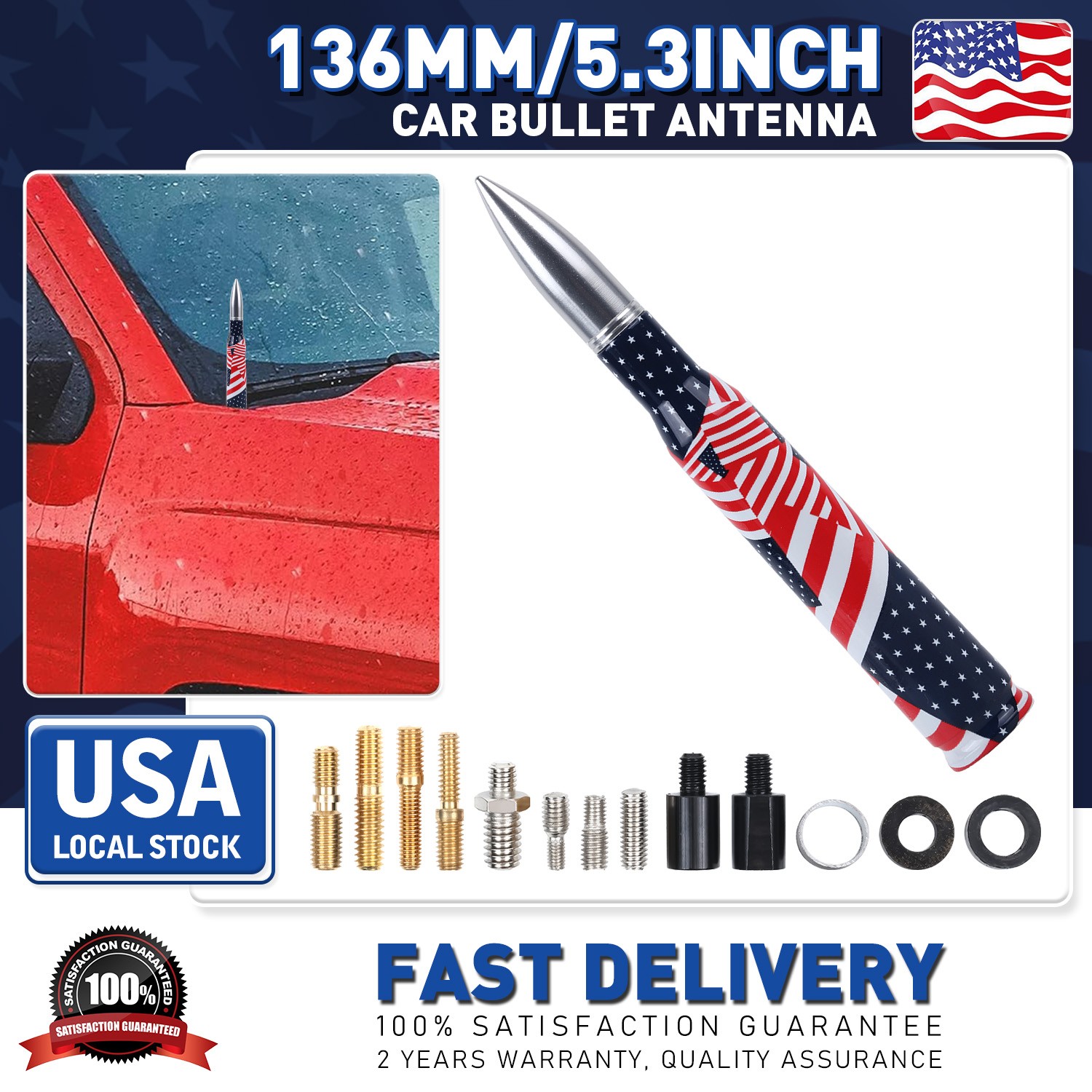 For Harley Davidson Motorcycle 5.3″ American flag Antenna Mast Replacement Kit