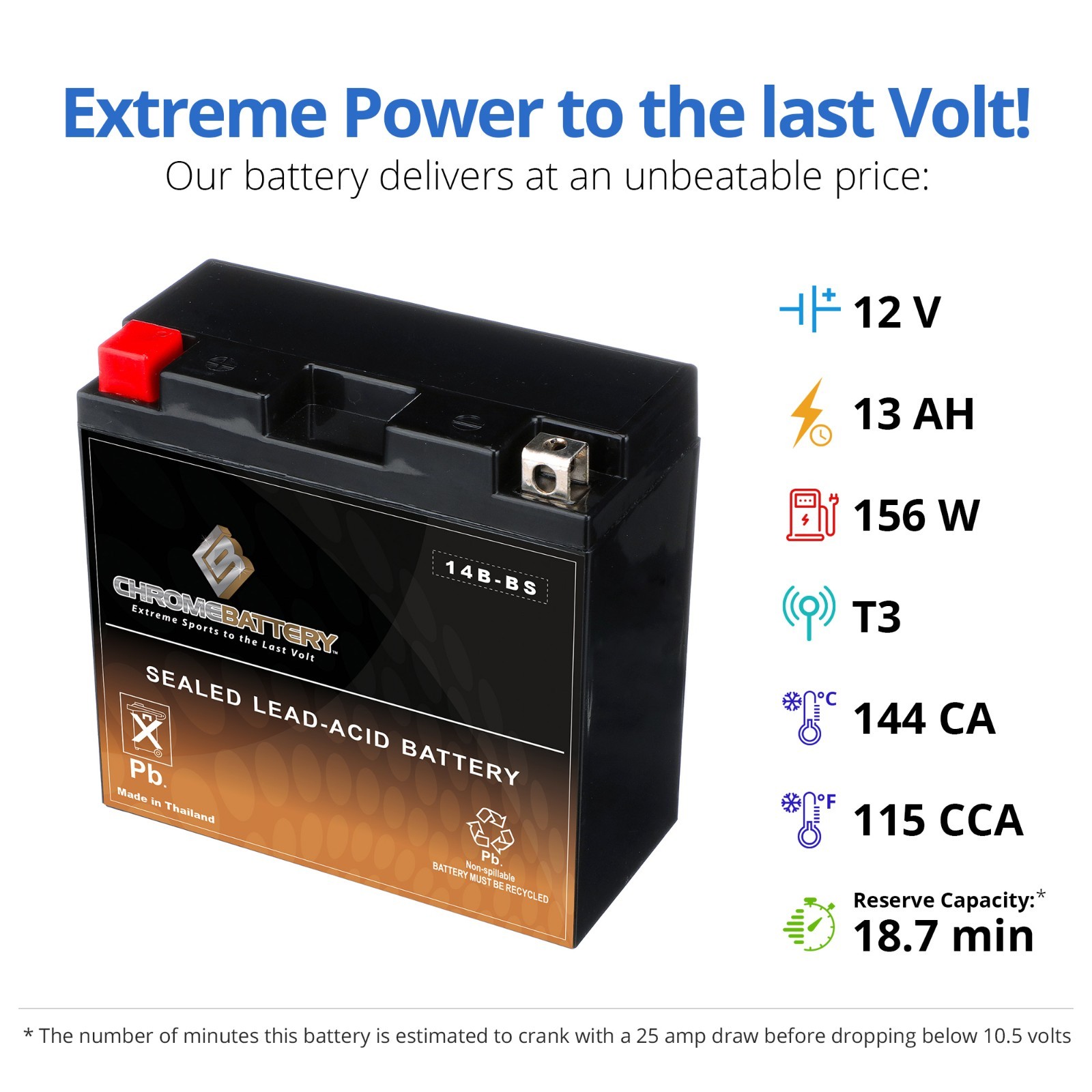 YT14B-BS High Performance – Maintenance Free – Sealed AGM Motorcycle Battery
