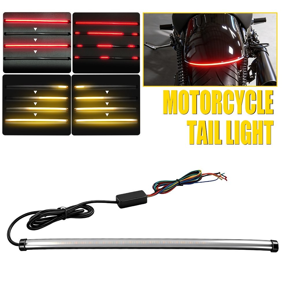Motorcycle LED Strip Sequential Brake Turn Signal Tail Lights Universal 1-5SET