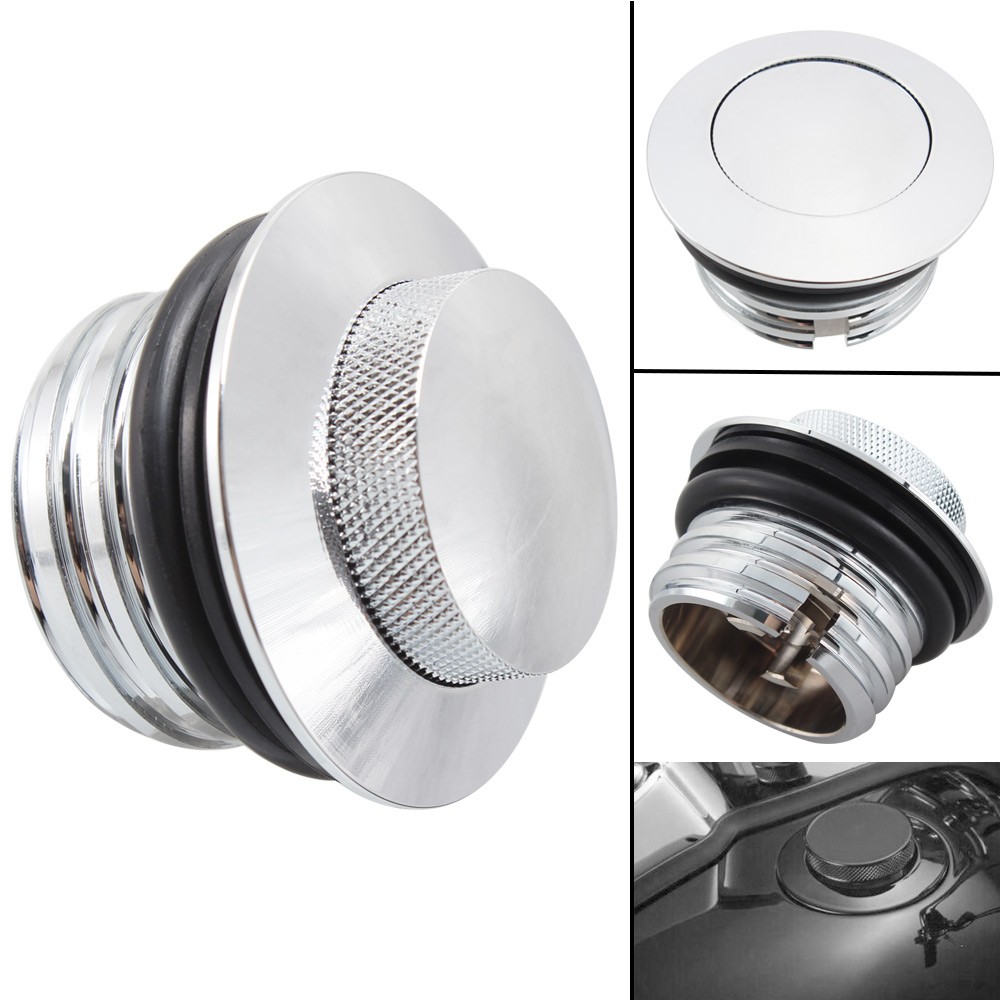 Chrome Flush Mount Pop Up Fuel Vented Tank Gas Cap For Harley Davidson 1988-2024