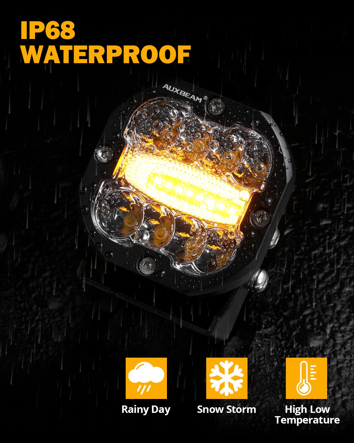 AUXBEAM XP-ULTRA 3″ 96W LED PODS 6 MODES WHITE AMBER FLASHING LED DRIVING LAMPS