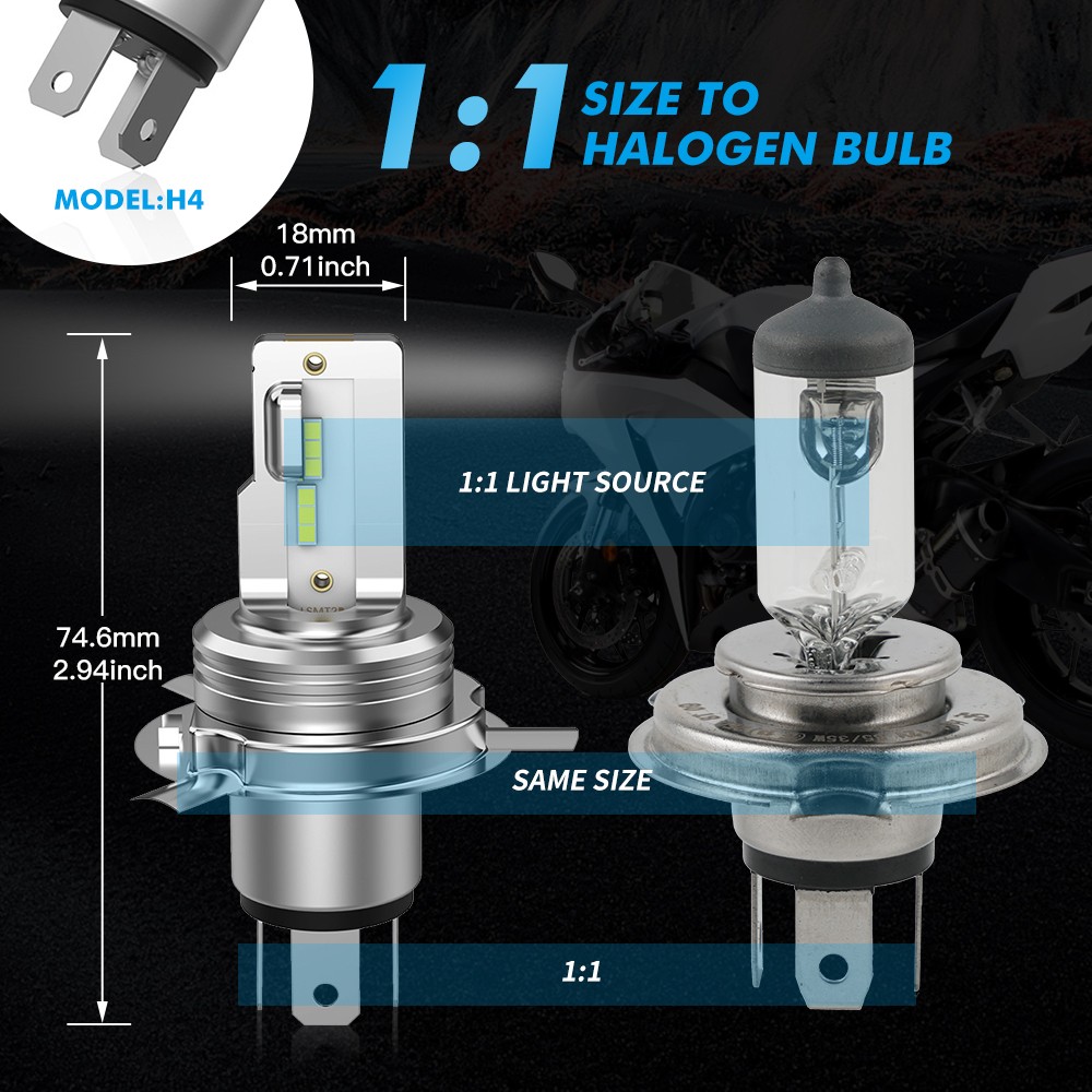 For Yamaha YZF600R 1995-2007 H4 9003 LED Headlight Bulb Hi/Low Beam 6000K White