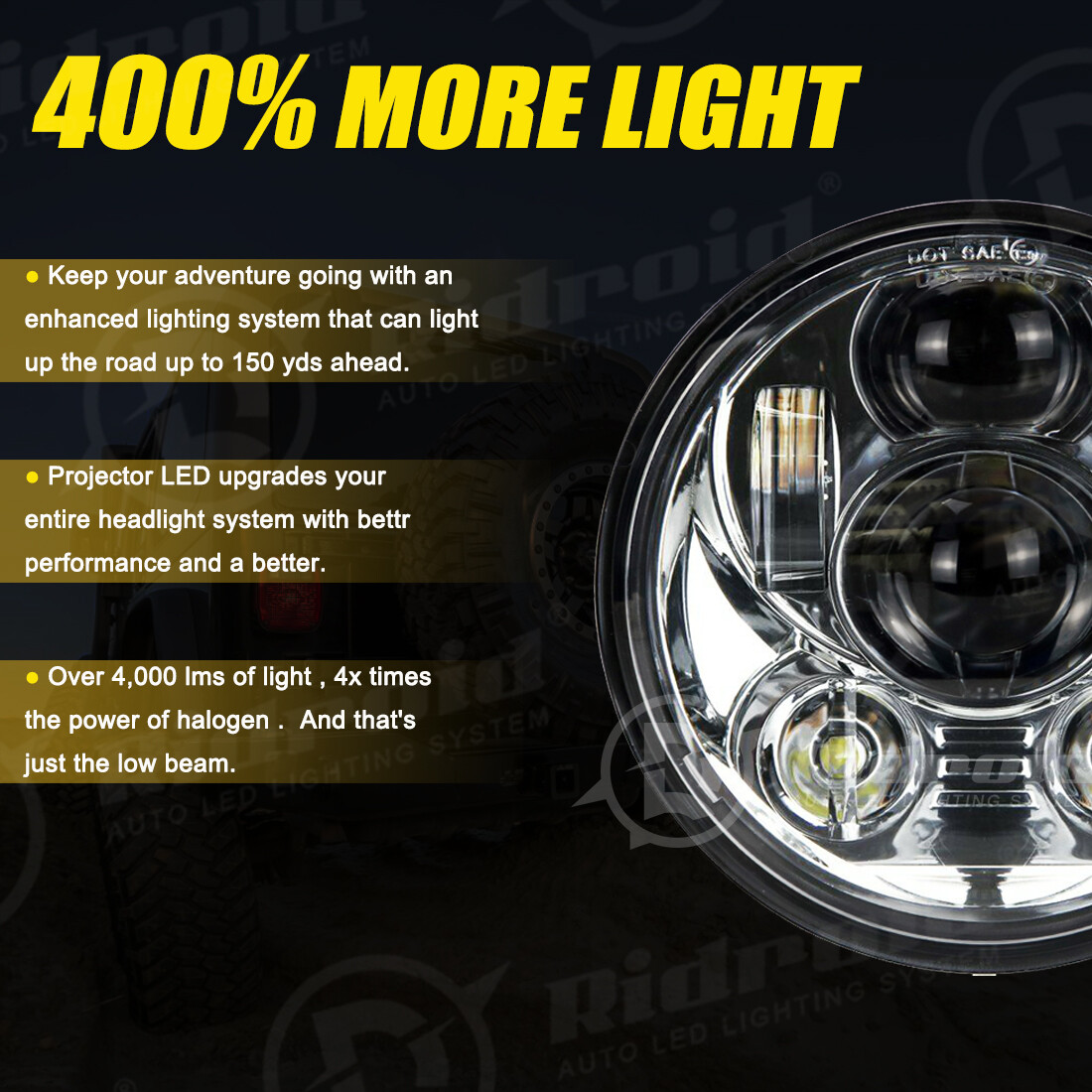 Chrome 5-3/4″ 5.75” LED Headlight High/Low Beam For Dyna Sportster XL 883 1200