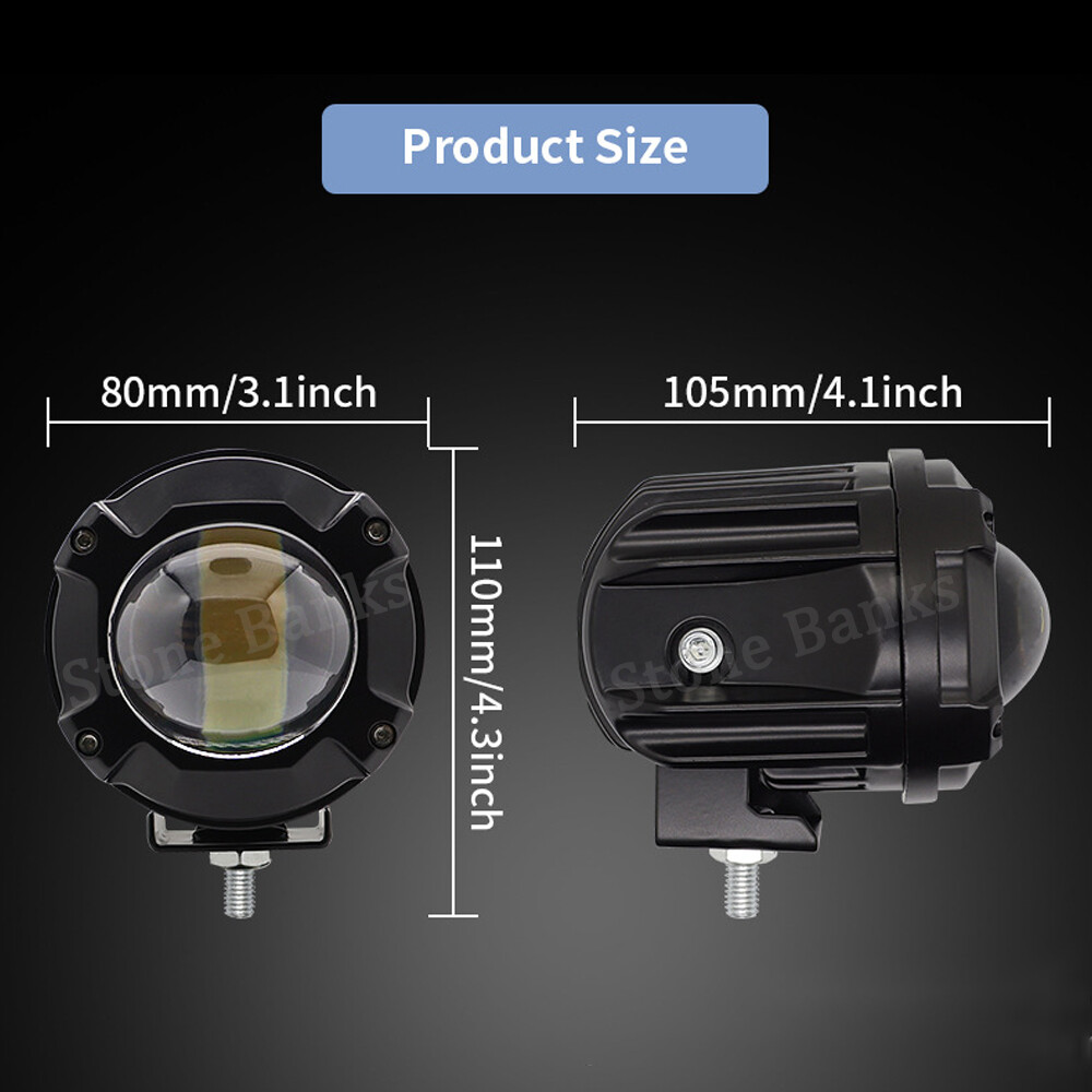 2X 60W LED Spot Light Motorcycle Headlight Driving Fog Lamp Yellow/White Strobe