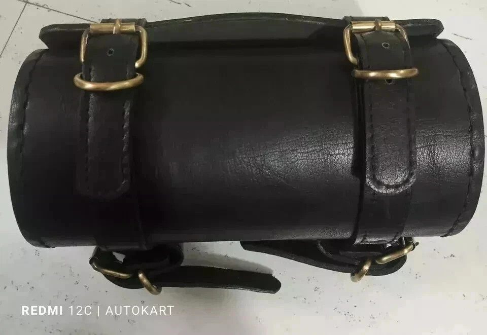 PURE LEATHER TOOL BAG ENGRAVED FIT FOR HARLEY DAVIDSON MOTORCYCLE IN BLACK COLOR