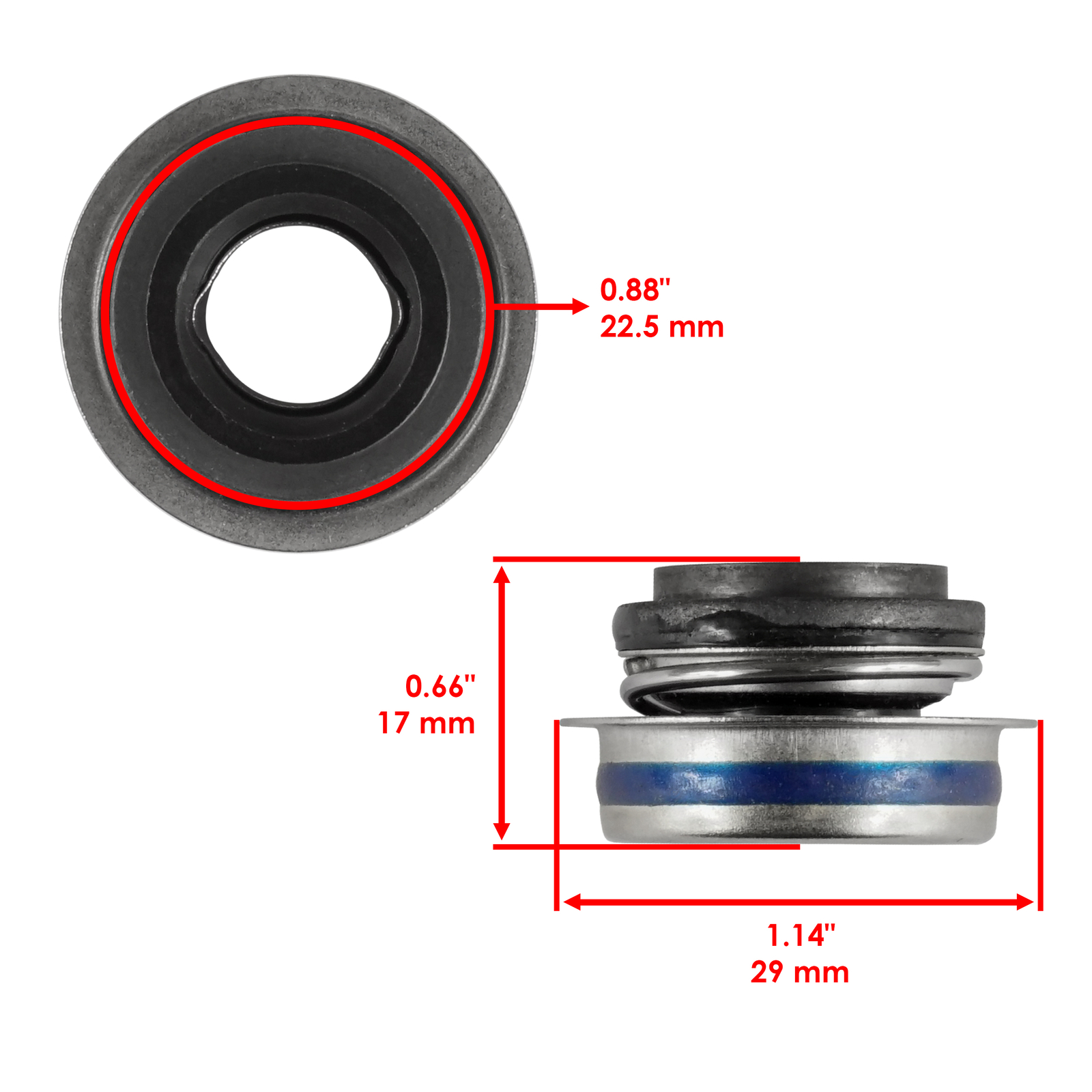 Caltric Water Pump Mechanical Seal Rebuild Kit for Kawasaki KLR650 KL650 1987-22