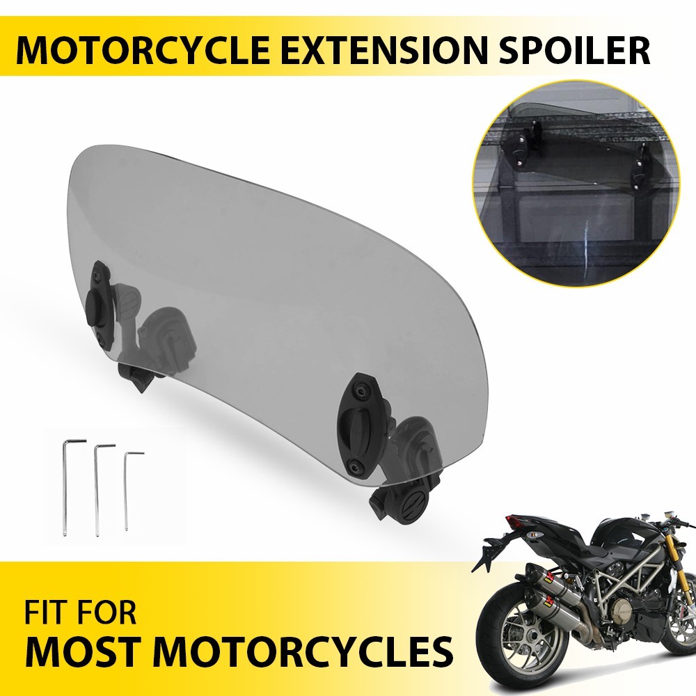 Motorcycle On Clip Universal Windshield Wind Extension Spoiler Screen Deflector