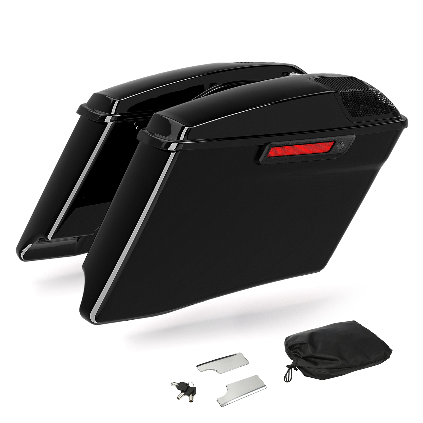 Black 4” Stretched Hard Saddle Bags Fit For Harley Road Electra Glide 1993-2013