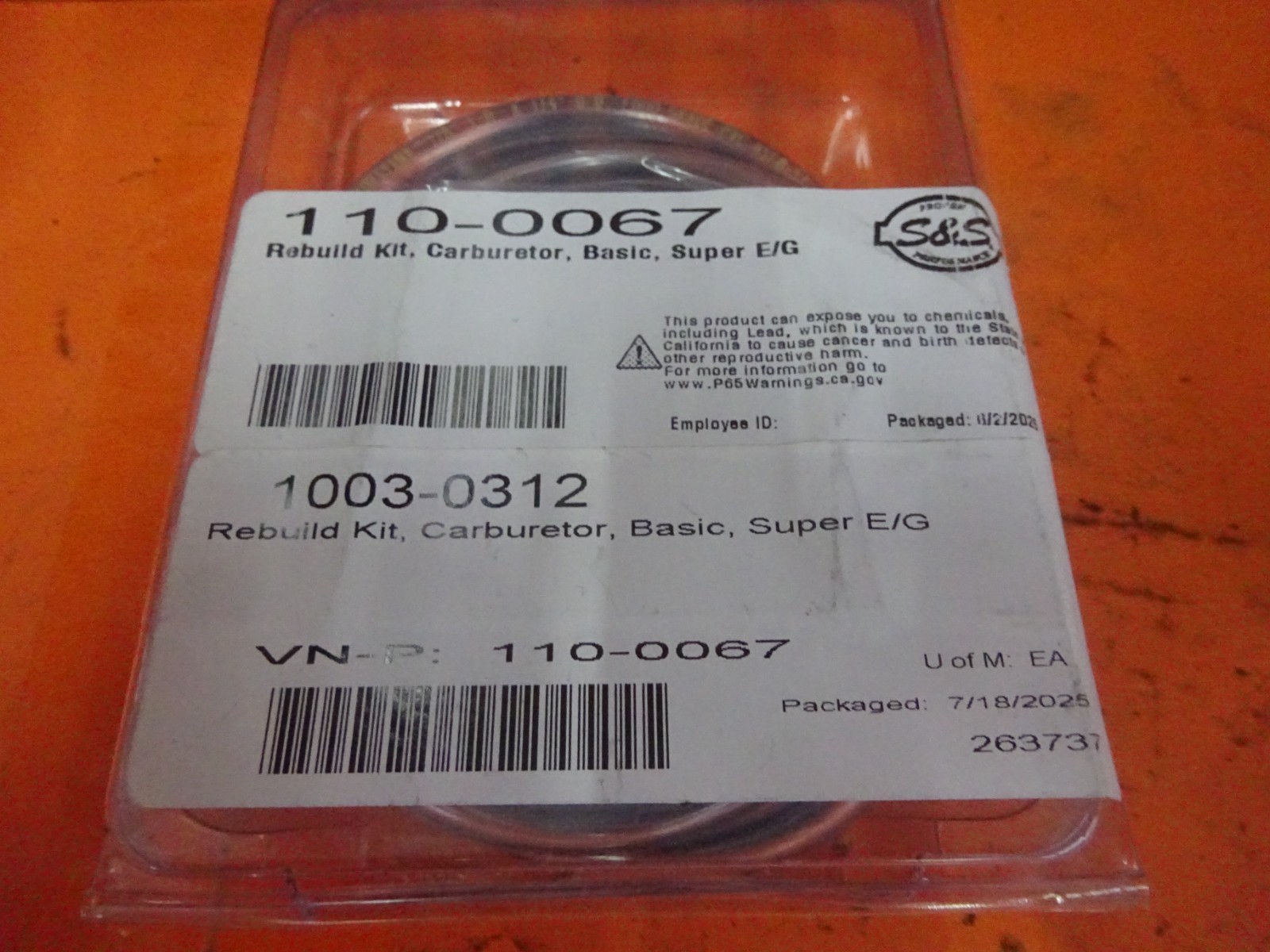 REAL S&S SUPER E/G SHORTY BASIC Carburetor REBUILD KIT For Harley BT XLs Customs