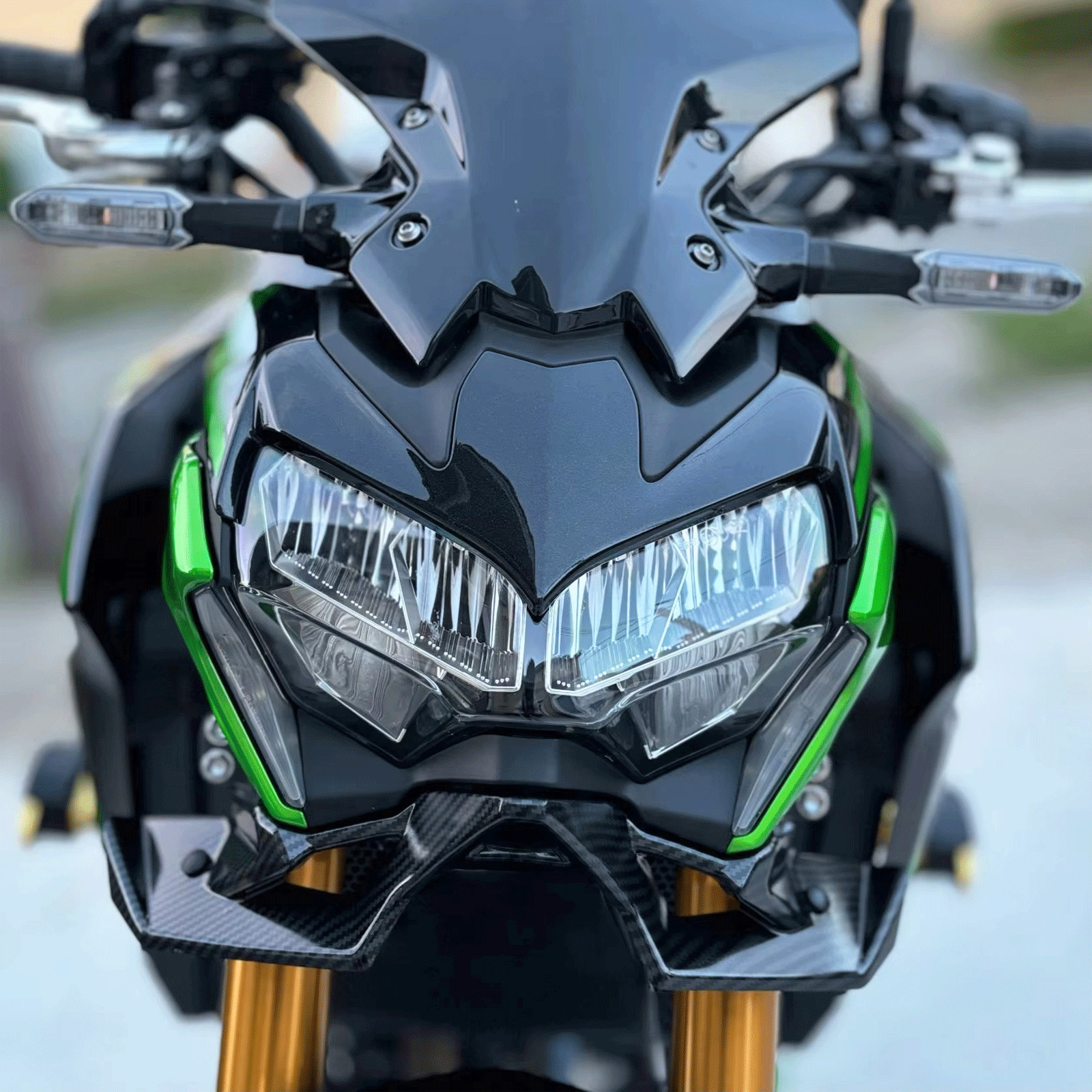 Carbon Fibre Winglet Front Nose Cone Panel Fairing Beak For Kawasaki Z900 20-24